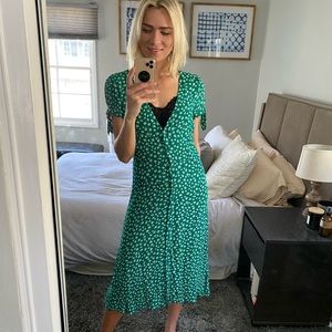 Reformation Green Rosalinda Dress